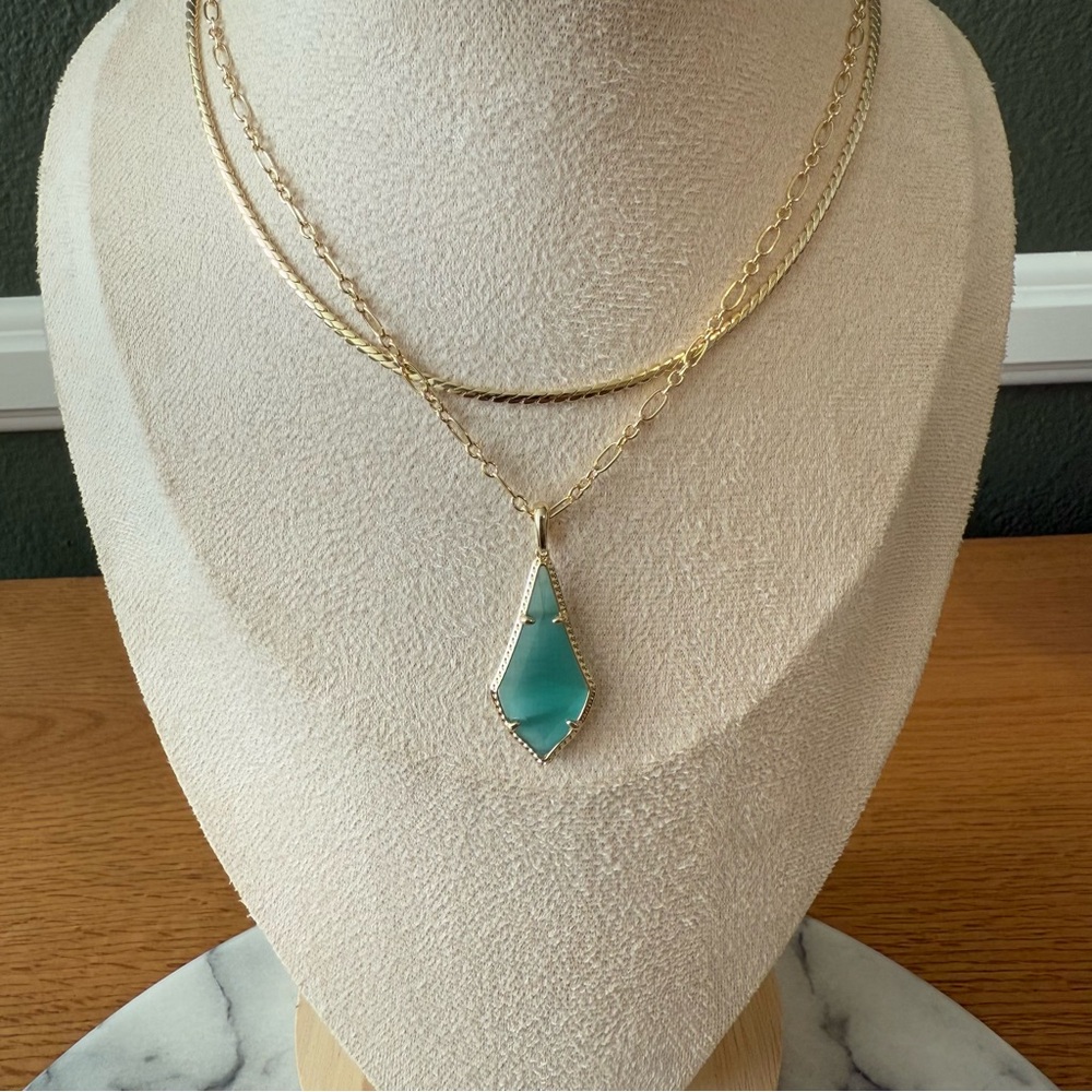 Kendra Scott 14K Gold Over Brass Jesse MultiStrand Necklace -Cat's Eye Glass NWT - Picture 3 of 9